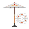 7' Round Fiberglass Umbrella with 6 Ribs, Full-Color Thermal Imprint, 5 Location